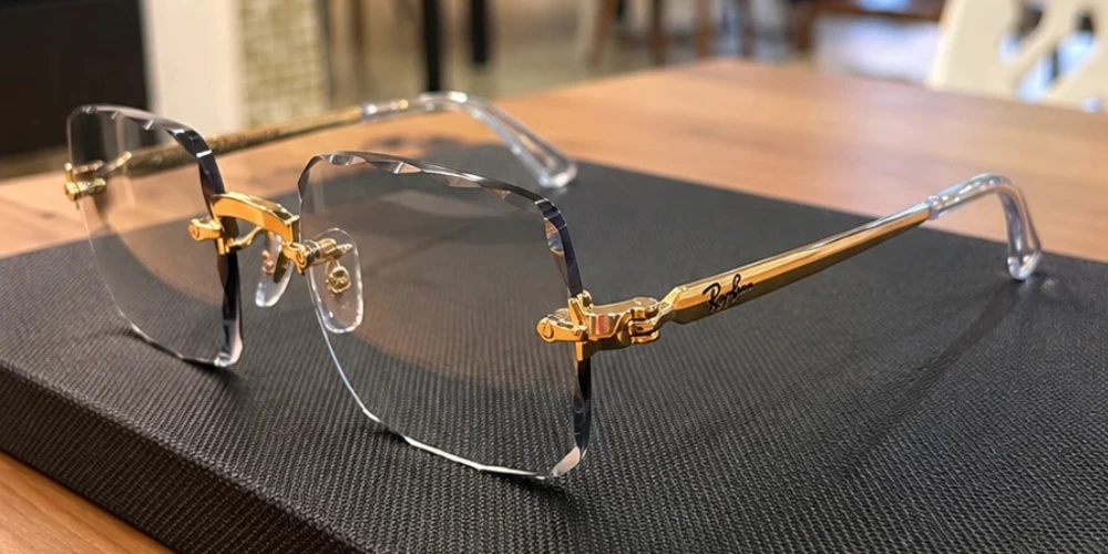 Lunettes sans monture dorées avec verres à facettes NOVACEL, Optik Rémoise Reims